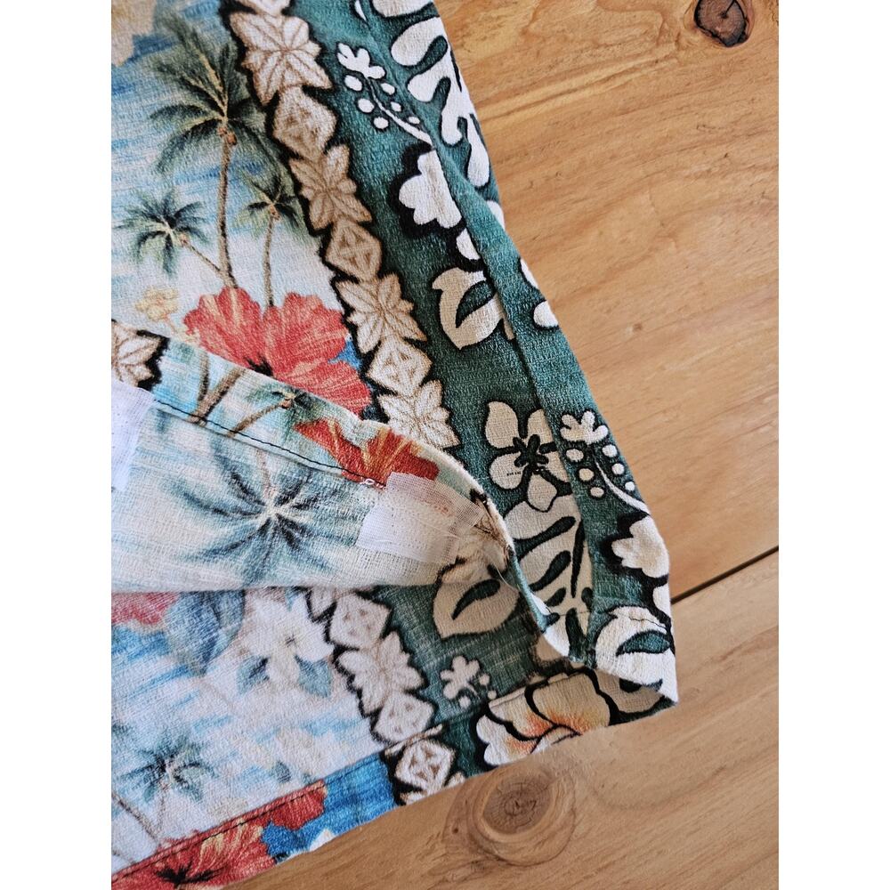 Kole Kole Hawaiian Barkcloth Floral Green Shirt Sz 2XL? 1970s - Picture 6 of 8